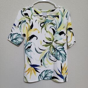 Chicos T Shirt Womens Small / Chicos 0 Floral Casual Tropical Summer Resort